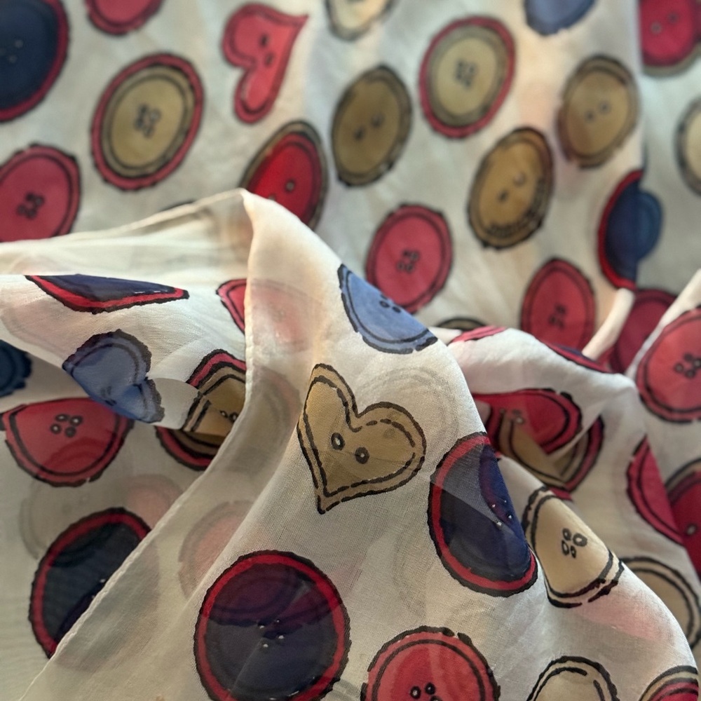 Moschino Multicolor Button Pattern Scarf. 100% Si… - image 3